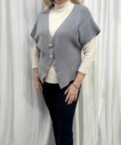 Gold Button Waistcoat in Grey