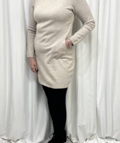 Jumper Dress with 2 Front Pockets in Beige