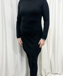 Jumper Dress with 2 Front Pockets in Black