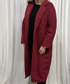 Single Breasted Brushed Coat in Berry