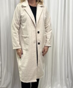 Single Breasted Brushed Coat in Winter White