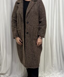 Single Breasted Brushed Coat in Chocolate Brown