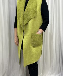 Faux Suede Gilet in Lime Green