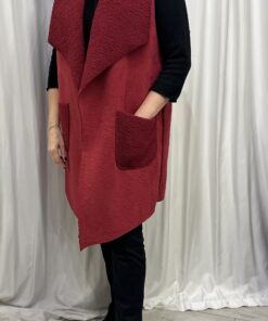 Faux Suede Gilet in Berry