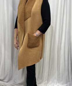Faux Suede Gilet in Tan
