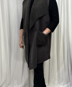 Faux Suede Gilet in Dark Grey