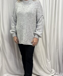 Plain Chunky Jumper in Pale Grey