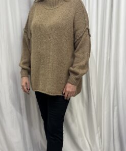 Plain Chunky Jumper in Tan