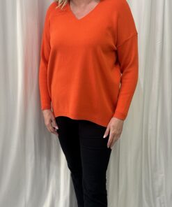 V Neck Plain Jumper with Drop Shoulder
