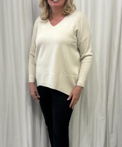 V Neck Plain Jumper with Drop Shoulder