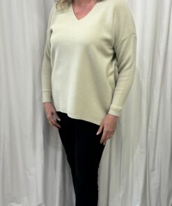 V Neck Plain Jumper with Drop Shoulder