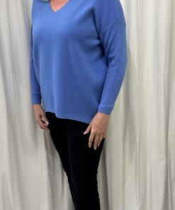 V Neck Plain Jumper with Drop Shoulder