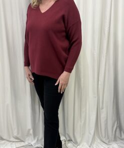 V Neck Plain Jumper with Drop Shoulder