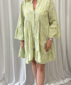Embroidered Smock Dress