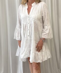 Embroidered Smock Dress