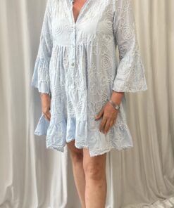 Embroidered Smock Dress