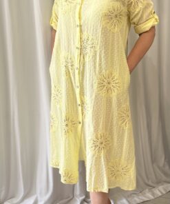 Sequin Flower Long Shirt Dress