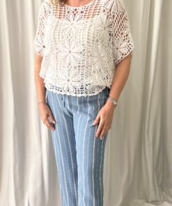 Stripe Trousers in Denim Blue