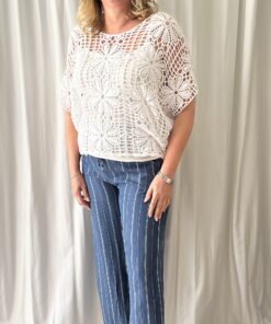 Stripe Trousers in Dark Denim Blue