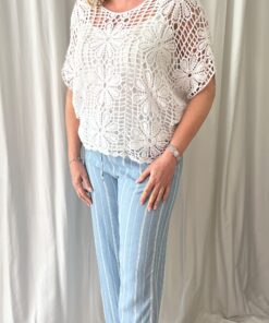 Stripe Trousers in Light Denim Blue