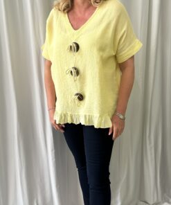 Cheesecloth 3 Toggle Button V Neck Top