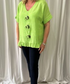 Cheesecloth 3 Toggle Button V Neck Top