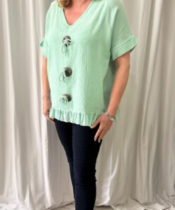 Cheesecloth 3 Toggle Button V Neck Top
