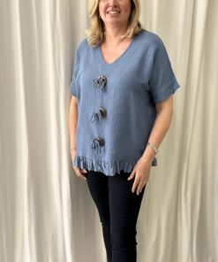 Cheesecloth 3 Toggle Button V Neck Top