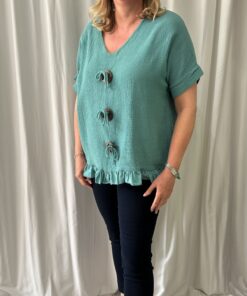 Cheesecloth 3 Toggle Button V Neck Top