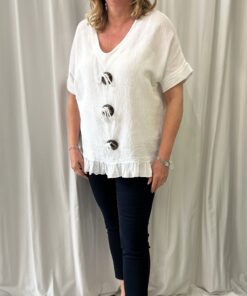 Cheesecloth 3 Toggle Button V Neck Top