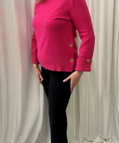 Round Neck Jumper with Gold Buttons on the Sleeves & Sides