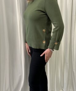 Round Neck Jumper with Gold Buttons on the Sleeves & Sides