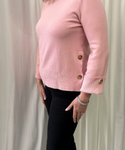 Round Neck Jumper with Gold Buttons on the Sleeves & Sides