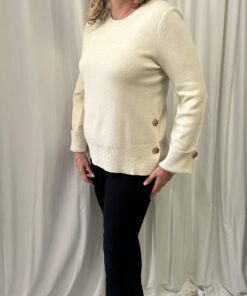 Round Neck Jumper with Gold Buttons on the Sleeves & Sides