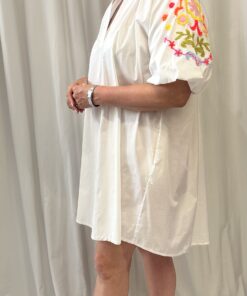 Floral Sleeve V Neck Shirt Dress