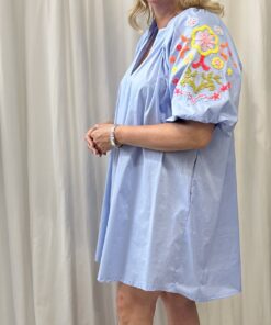 Floral Sleeve V Neck Shirt Dress