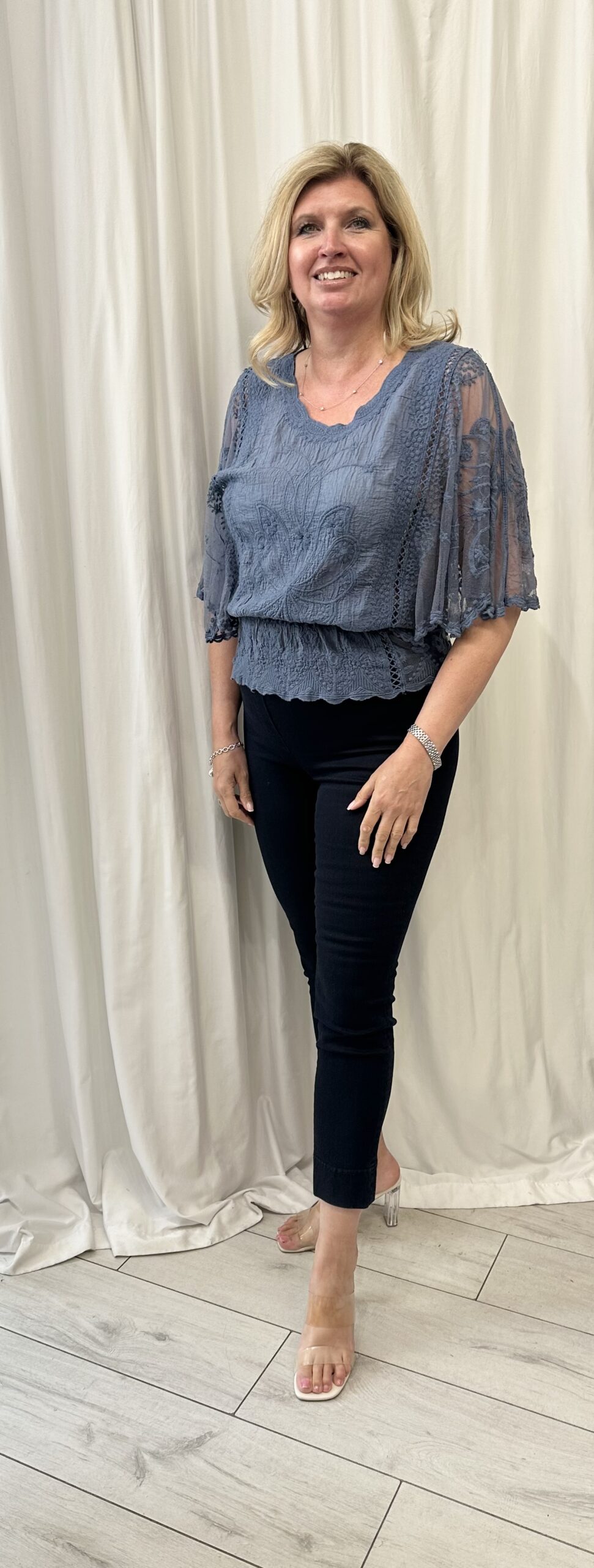 Lace & Embroidered Cotton Top