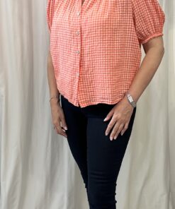 Gingham V Neck Cotton Top
