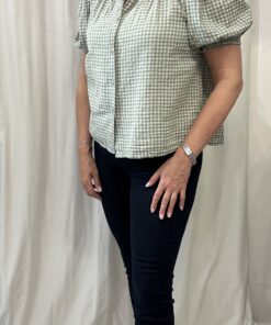 Gingham V Neck Cotton Top