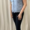 Plain Frill Sleeve V Neck Cotton Top