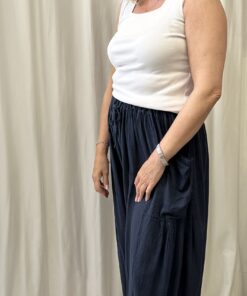 Linen Mix Trousers With 2 Side Pockets