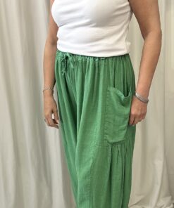 Linen Mix Trousers With 2 Side Pockets