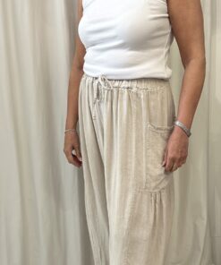 Linen Mix Trousers With 2 Side Pockets