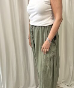 Linen Mix Trousers With 2 Side Pockets
