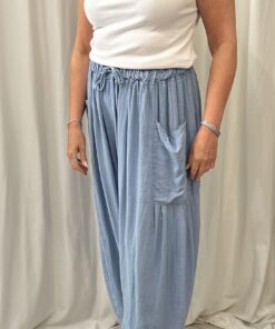 Linen Mix Trousers With 2 Side Pockets