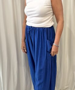 Linen Mix Trousers With 2 Side Pockets
