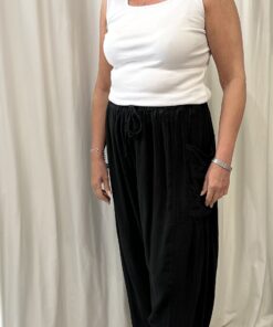 Linen Mix Trousers With 2 Side Pockets