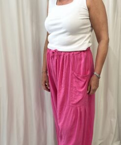 Linen Mix Trousers With 2 Side Pockets