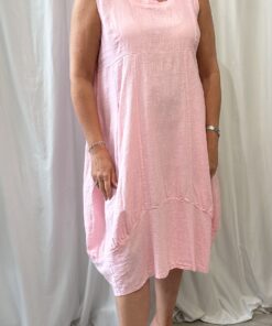Linen Mix Dress With A Square Neckline
