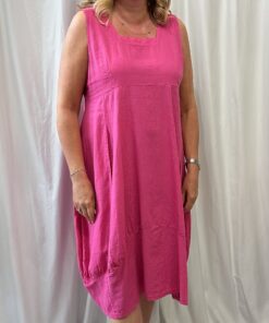 Linen Mix Dress With A Square Neckline